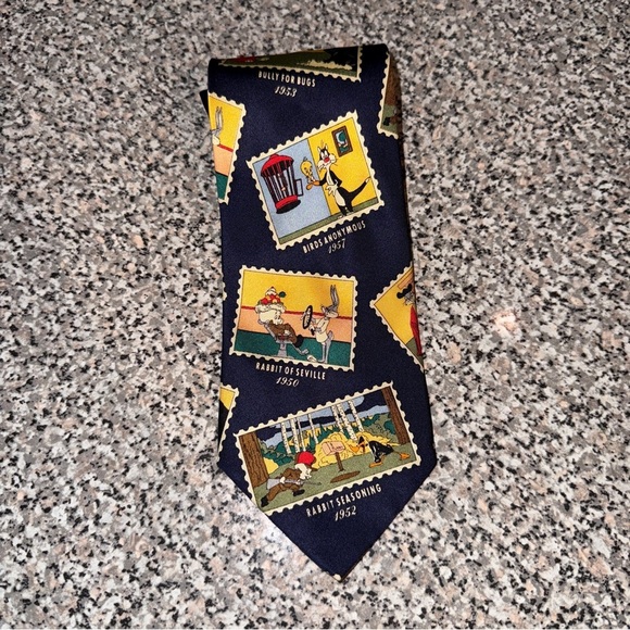 Warner Bros. Other - Warner Bros.‎ Cartoon Tie - Navy with Multicolor Prints